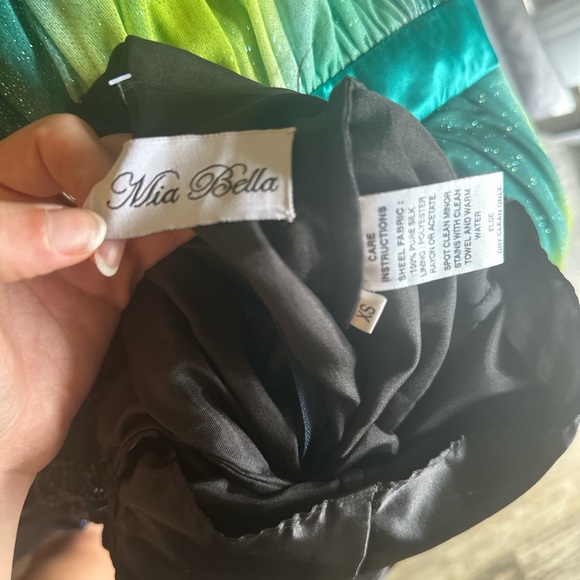 Mia Bella Long Dress Gown With Sequence Beading Spaghetti Strap Cross Low Back - Picture 8 of 8